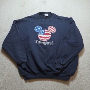 Vintage Disneyland Resort 2XL Embroidered Mickey Mouse American Flag Sweatshirt